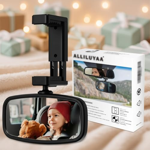 KERHAND 360-Degree Baby Car Mirror for Rear-Facing Seats,Kids Safety Mirrors with Tool-Free Installation,Kids Rear View Mirror BPA-Free Shatterproof & ASTM Certified (Adjustable 14-22) (1 pack)