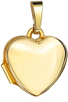 JEVELION Herz Medaillon 750 Gold 18 Karat kleines Herz-Amulett für 2 Bilder zum Öffnen für Damen mit Halskette und Schmuck-Etui