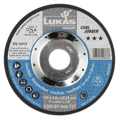 LUKAS-ERZETT 25 x Schruppscheibe T27 für Edelstahl 115x2 mm gekröpft | für Winkelschleifer | A36V-BF- 13,5x13,5x10cm