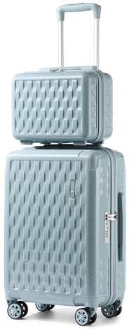 Sea choice Handgepäck Koffer Set 2 Teilig Hartschalen Trolley mit Kosmetiktasche Eckenschutz ABS+PC Hartschalen Reisekoffer 4 Zwillingsrollen TSA Schloss 20” (55cm-37L)