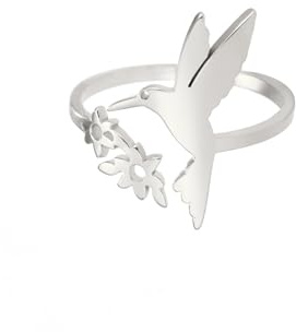 kkjoy Vögel Ring Edelstahl Einstellbare Offene Finger Ringe Versprechen Ring Schmuck Geschenk für Frauen Charming Damen
