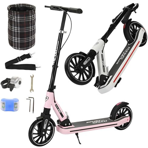 GHBXJX Scooter Cityroller mit Big Wheel 200mm & Tragegurt, Klappbar Kickscooter, Stoßdämpfer | Höhenverstellbar, Stoßdämpfer Tretroller Kinder Scooter für Jungen und Mädchenab 5y,Rosa