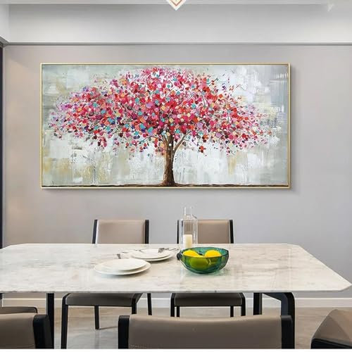 ZMFBHFBH Große Größen, rote, bunte Geldbaum-Wandposter, gerahmtes Bild für Wohnzimmer, Schlafzimmer, Dekoration, 100 x 200 cm/(39 x 79 Zoll) mit goldenem Rahmen