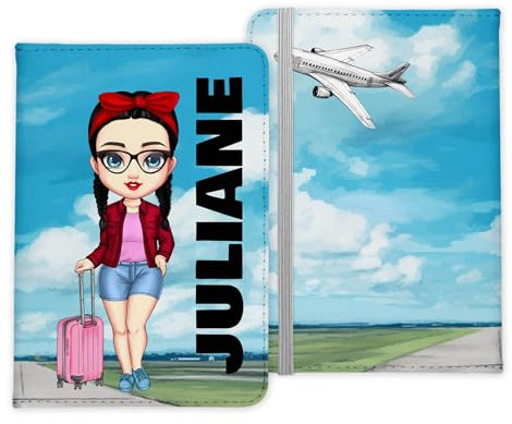 22Feels Reisepasshülle Personalisiert Frauen Mädchen Urlaub Reisen Gadgets Kinder Etui Organizer Namen Invididuell Kunst-Leder Cover Hülle Geschenk Ehefrau Mama Tochter Enkelin Nichte