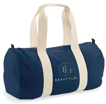 BEAUTYLEI | Borsone da viaggio 100% cotone riciclato lavabile palestra uomo donna mare spiaggia piscina, borsa unisex sportiva, basket, calcio, danza (French Navy)