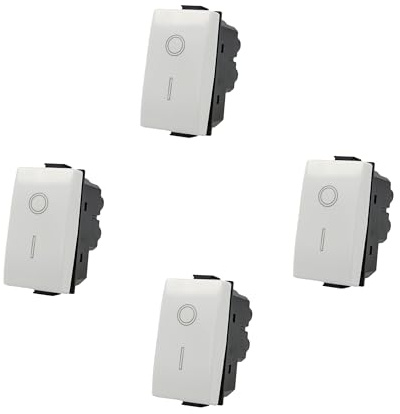 4 Pezzi Interruttore bipolare 0-1 2P 16A compatibile con BTicino Matix - Bianco - Modulo da incasso