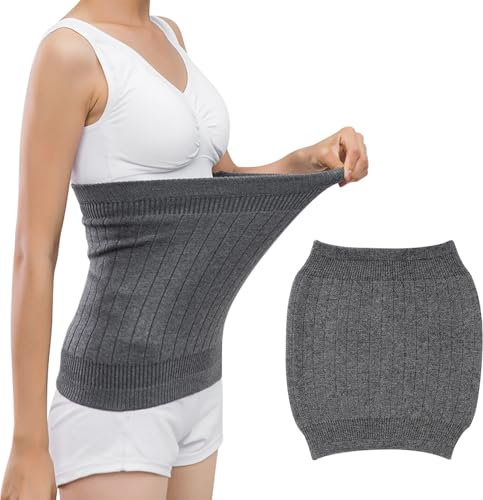 mizikuu Winter Nierenwärmer, Kaschmir Rückenwärmer Elastisch Taille Unterstützung Warm Bauchwärmer Taille Wärmer Leibwärmer Für Hexenschuss Rückenschmerzen Für Damen Herren, Grau