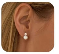 FUNEIA Perlen Ohrringe Silber 925 Stecker Damen Weiße Süßwasserperlen Ohrstecker Gold Silber Stecker Ohrringe mit Perle Wasserfest Hypoallergene Modeschmuck für Frauen Mädchen Braut Geschenk