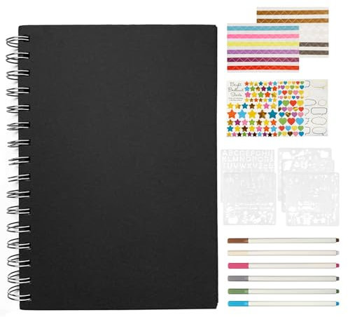 Fotoalbum zum Selbstgestalten A5, DIY Scrapbook Fotobuch 100 Seiten, Schwarze Leeren Seiten Scrapbook, Photo Album Scrapbook Black für Geburtstag Valentinstag Abschlussfeier Geschenke