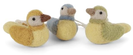 Én Gry & Sif kleine Vögel - Anhänger aus Filz - Frühlings-Deko (3 Stück) (gelbe Spatzen)