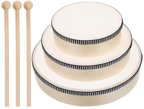 JOINPAYA Handtjamburin Aus Holz 3 Stück 6 8 10 rutschfeste Handgriffe Tamburin Percussion Für Bühnenauftritte Und Musikunterricht