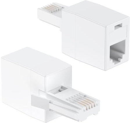 Uvital BT to RJ11 Cable Adapter, British Modular Standard Plug Male to Metric RJ11 Female, 4 Wire Converter (2PCS)