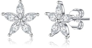 SLUYNZ 925 Sterling Silber CZ Blume Ohrringe Ohrstecker für Damen Blume Ohrstecker