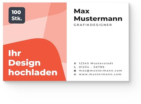 Cimpress Visitenkarten erstellen und drucken, personalisierte Karten mit Logo, Foto oder Text, hochwertiges Visitenkarten Papier matt, 100 Stück, ideal für Firmen, Events oder als Custom Card