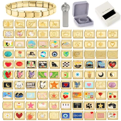 papasgix Personalisierte Italian Charm Bracelet Charms Gold Silber 10pcs Module für 9mm Italian Style Charms für Damen DIY Abnehmbar Italienisches Charm Armband Mädchen Geschenk