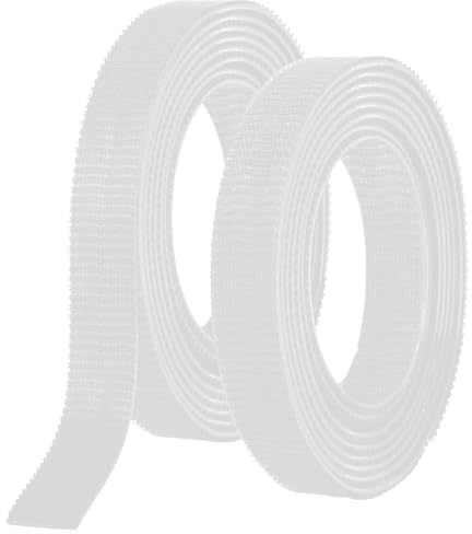 JEYORZY 2x Hook y Loop Tape, Hook y Loop Extrafuerte, Gancho y Cinta de Lazo Extra Fuerte, Adhesivo Doble Cara Extrafuerte, para Evitar el Deslizamiento de Cojines de Sofá, Alfombras (Blanco, 2cm*1m)