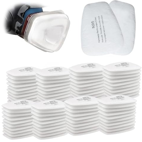 Lot de 80 filtres en coton pour masque respiratoire 5N11CN - Filtre de rechange à particules chimiques - Filtre de couleur chimique - Filtre contre les vapeurs organiques - Pour 6200 7502 6800 - Blanc