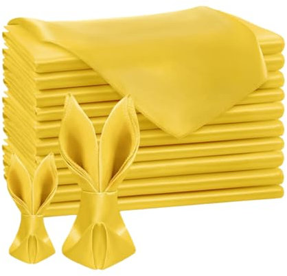 12 Piezas Servilletas de Tela Algodón 43 X 43cm Servilletas de Satén Reutilizables Versátiles Servilletas Cuadradas RúSticas para Decoración de Mesa, Boda, Cena (Amarillo)