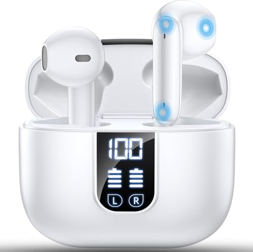 Kopfhörer Kabellos Bluetooth 5.4, In Ear Kopfhörer mit 6 Mic, ENC Noise Cancelling, 2025 Neue Earbuds Surround-Sound, Leicht/35 Std. Spielzeit/IP7 Wasserabweisend/LED-Anzeige, Ohrhörer für den Alltag
