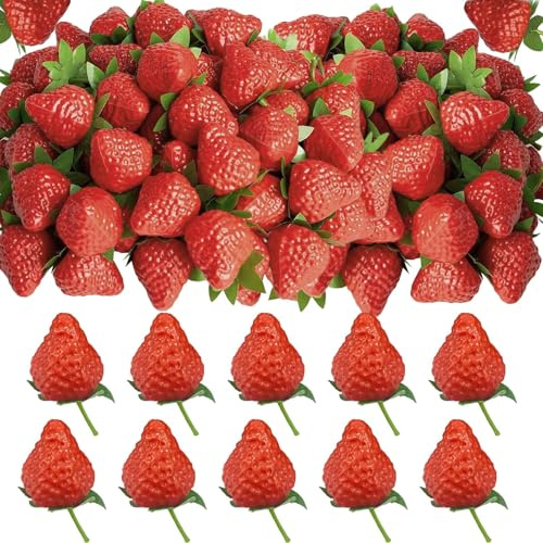 30PCS Fake Strawberries, Strawberry Cake Decorations Strawberry Decorations