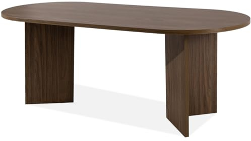 Konsimo Table à manger ovale Esszimmertisch pour salle à manger 90 x 204 cm Küchentisch Faber (noyer foncé)