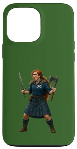 Scottish Girl Warrior with Ax and Sword. Case for iPhone 13 Pro Max