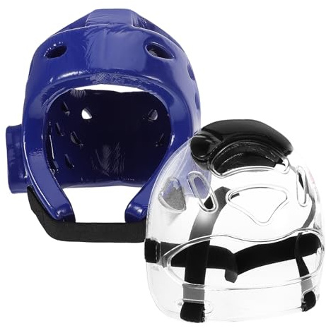 TOGEVAL Casco da Combattimento Taekwondo con Protezione Viso e Testa Copricapo Regolabile per Attrezzatura Sportiva Leggera con Ventilazione per Allenamento e Competizioni di Arti