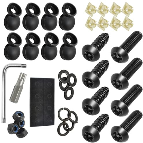 Set di fissaggio per targa auto, resistente, antiruggine, kit di installazione completo con strumento di montaggio per veicoli, viti per targa per veicoli statunitensi