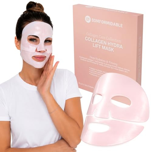 Comformidable Kollagen Hydrogel Ansiktsmask, 4-pack, Glow | Koreansk tvådelad behandling med hyaluronsyra, ger djup återfuktning för en strålande hud