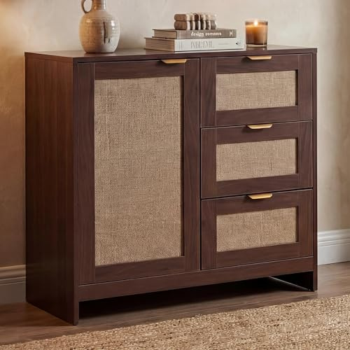 Mendler Commode HWC-P50 MDF mélaminé façade Lin Aspect Noyer