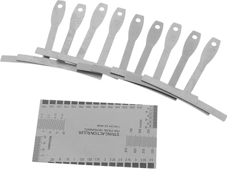 Toddmomy Juego de Regla de Calibre para Guitarra Portátil y Resistente para Reparación y Medición Precisa Medidor de Radio y Acción de Cuerda, Material de Hierro y Plástico