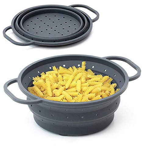 Scolapasta Silicone, Colino Grande 26cm Ø | Colapasta pieghevole, Practico, Salvaspazio Multiuso, Resistenti al Calore | Colino Pasta/Inserto per la Cottura a Vapore|Accessori/Oggetti/Utensili Cucina
