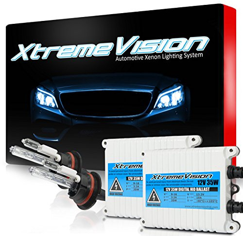 XtremeVision 9007 10K 35W AC Xenon Bundle - Headlight Bulb with Slim AC Ballast - HB5, 10000K Dark Blue - Bulbs - 1 Pair