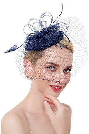 Ulalaza Frauen Fascinators Hut Haarspange Feder Hochzeit Braut Cocktail Hut Derby Kirche Bankett für Mädchen