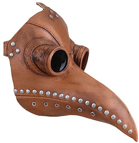Steampunk plague läkare fågel mask latex halloween kostym fågel lång näsa punk, Brun, en storlek