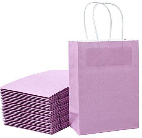 Loveinside 21 x 11 x 27 cm papperspåsar medium kraft lila presentpåsar bulk med handtag för födelsedag bröllopsfest presenter 25 st/set