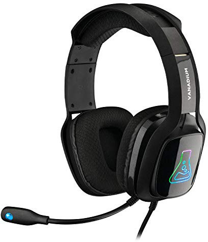 The G-Lab Korp Vanadium Casque Gaming - Casque Gamer avec Micro Anti-Bruit, Audio Stéréo, LED RGB, Léger, Jack 3.5mm pour PC/PS4/PS5/Xbox One/Mac/Nintendo Switch/Tablette/Smartphone (Noir)