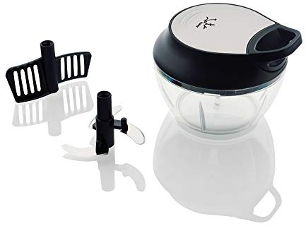 Jata HMAQ4501 - Picadora, batidora manual mini, Cuchilla de acero inoxidable con 3 alturas, Capacidad 350 ml, Pica todo tipo de alimentos, Pala para batir, mezclar y emulsionar, Libre de BPA
