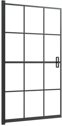 vidaXL Mampara de Ducha Puerta Cabina Baño Pared Cerramiento Cubículo Partición Apertura Central Seguridad Moderno ESG Negro 80x140 cm