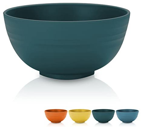 Kyraton Cereal Bowls 4 Pieces, Unbreakable And Reusable Light Weight Bowl For Rice Noodle Soup Snack Salad Fruit Dishwasher Safe, Microwave Safe BPA Free (Dark Green)