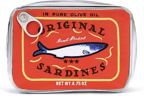 Cessfle Canned Sardines Makeup Bag, Creative Cute Makeup Bag Fish Cosmetic Bag, Orange, 6.10x4.33x1.77in, Fashion