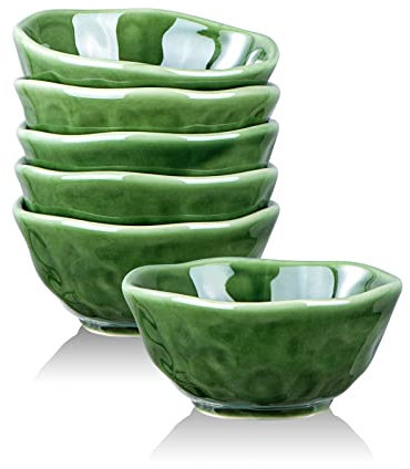 vicrays Set di 6 ciotole da dessert in ceramica, adatte a microonde, forno e lavastoviglie, per riso, gelato, zuppe, snack, cereali, peperoncino, contorni, ecc, set di ciotole da cucina (verde)
