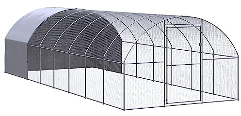 Outdoor-Hühnerstall, JUNZAI Kaninchenstall, Legenester Für Hühner, Hühnerhaus, Hasenstall Draußen, 3x8x2 m Verzinkter Stahl