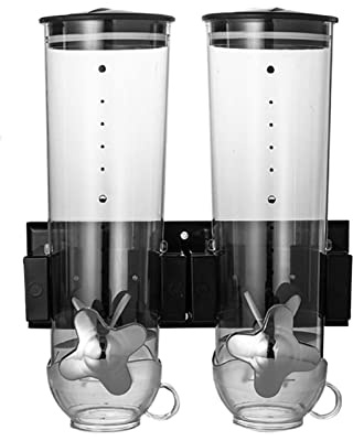 Dispensador de comida seca montado en la pared, dispensador de aperitivos, despensa, contenedor de almacenamiento de granos de rejilla, soporte de pared para cereales, contenedor de almacenamiento de