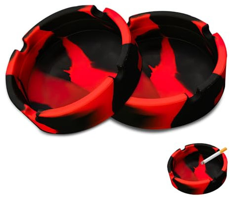 2PCS Silicone Heat Resistant Ash Tray - Unbreakable & Washable Ashtray Nonstick Round Rubber Ash Tray Set Won't Break Cool Portable Ashtray for Home, Office, Outdoor, Restaurant, Indoor and More