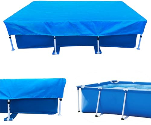 Frame Rectangular Swimming Pool Cover 118 X 79in Rectangle Pool Cover 9 x 6 for Above Ground Frame Dust Proof Rain Proof 9.8ft X 6.6ft Durable Paddling PE Blue Pool Cover