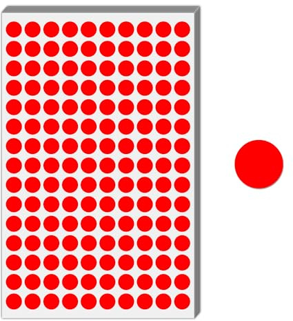 3000 Stück, 12mm Klebepunkte Rot, Rote Punkte Aufkleber Sticker | Markierungspunkte Selbstklebend