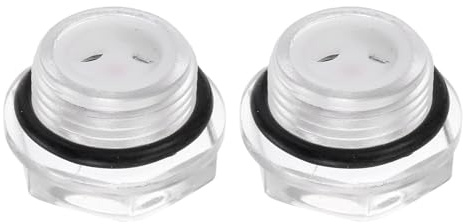 QUARKZMAN 2Pz Vetro Spia Olio Compressore Aria M20 x 1.5mm Maschio Indicatore Livello Liquido Testa Esagonale Plastica Olio Vista O-Ring per Aria Compressore Raccordi, Trasparente