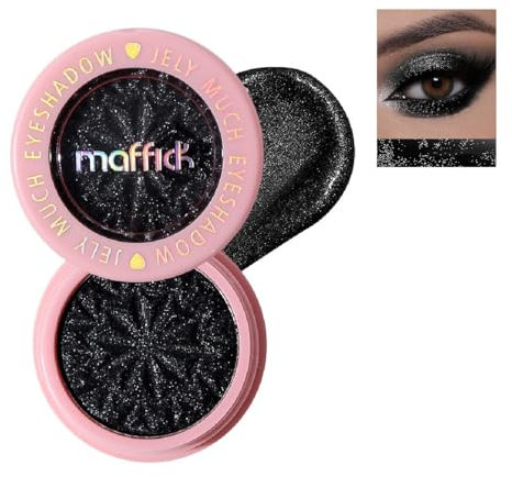 Single Jelly Black Eyeshadow Palette, Jelly Pressed Face Makeup Eyeshadow, Powder Free Delicate and Skin-friendly Black Blush, Longwear, Intense Color Eyeliner Powder Goth Makeup Eyeshadow