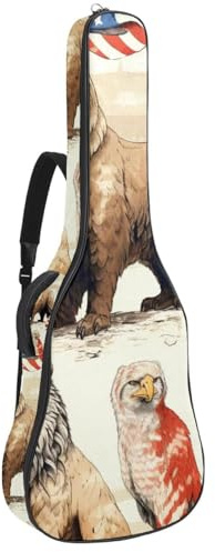 Custodia per chitarra acustica da 40/41/42, impermeabile, con scomparto per accessori, bandiera americana, Multicolore, 42.9x16.9x4.7 in, Borsa per chitarra